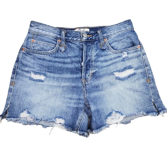 We The Free Distressed Raw Hem Jean Shorts Size 26 - Picture 6 of 6